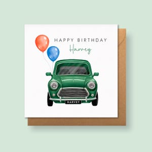 Personalisierte grüne Oldtimer-Geburtstagskarte - jedes Alter | Für Ihn, Mann, Papa, Bruder, Sohn, Onkel, Opa, Grandad | Benutzerdefinierte Name