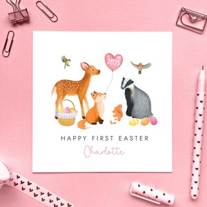 Personalisierte 1. Osterkarte für Mädchen, Tochter, Enkelin, Nichte, Schwester, Patentochter, Baby's First, Enkelkind, Kind, Baby, 2025