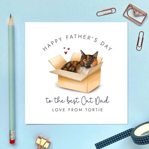 Carte de fête des pères chat personnalisée pour papa chat, du chat, nom personnalisé, personnalisé, petit ami, mari, écaille de tortue, gingembre, noir, blanc