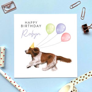 d'anniversaire personnalisée de couleur brune et blanche pour chien cocker | Pour elle, Fille, Maman, Fille, Petite-fille, Nièce, Femme, Belle-soeur