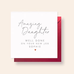 New Job Card for Daughter, Personalised Well Done Card for Her, Congratulations Card for Granddaughter, Good Luck with New Job for Girl