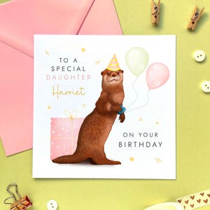 Personalisierte Otter Geburtstagskarte für jedes Alter | Tochter, Enkelin, Nichte, Schwester, Mädchen, Kinder | 1., 2., 3., 10., 13., 16