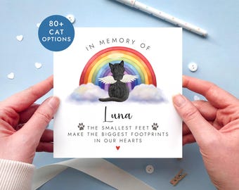 Personalisierte Trauerkarte für Katzen | Mein Beileid, Ich denke an dich, Gedenken an dein Haustier, Trauer, Beileid, Regenbogenbrücke