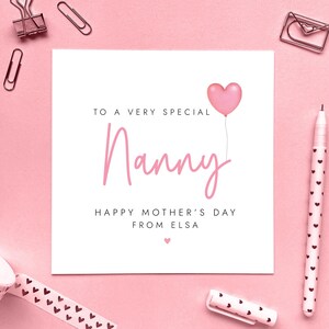 Nanny Muttertagskarte, personalisiert für Großmutter, Oma, Oma, Nana, Nan, Nanna, Nonna, Grannie, vom Baby, Kind, zum benutzerdefinierten Namen
