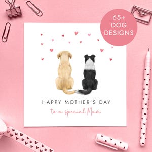 Carte personnalisée de fête des mères de chiens pour maman, carte personnalisée de 2 races de chiens pour maman, Labrador Husky Collie Terrier Spaniel Golden Retriever Staffy