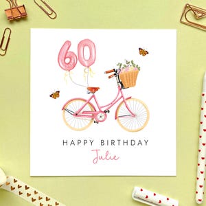 Personalisierte Fahrrad-Geburtstagskarte für Sie | Dame, Mama, Freundin, Nachbarin, Patentante, Oma, Oma, Nan, Nana, 40er 50er 60er 70er