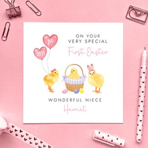 Personalisierte erste Osterkarte für Nichte, Tochter, Enkelin, Mädchen, Patentochter, Schwester, Cousin, Baby, Kind, Babys 1.Ostern 2025