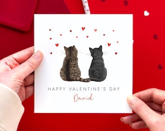 Personalised Cats Valentine's Day Card | For Husband, Wife, Partner, Boyfriend, Girlfriend | Choose Both Cats from over 60+ Designs