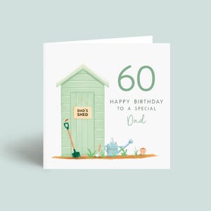 60. Geburtstagskarte für Papa - Personalisierte Gartenschuppen 60 Geburtstagskarte - Benutzerdefinierte Geburtstagskarte für Papa 60 Jahre - Besondere Bday Karte für Ihn