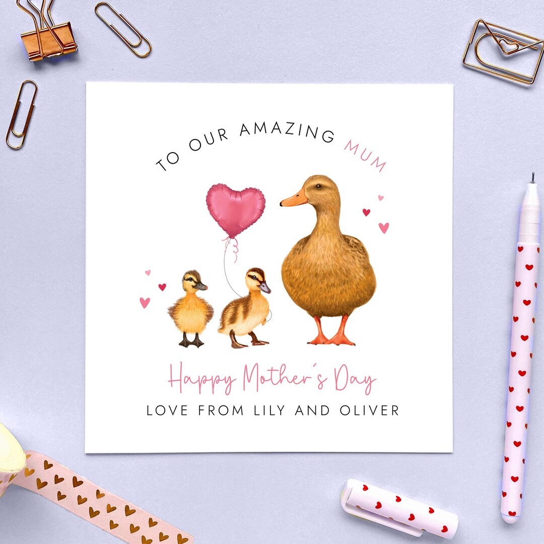 Personalised Ducks Mother's Day Card for Mum | Mommy, Mummy, Mom, Mam ...