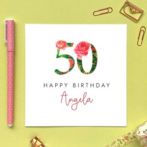 Carte d'anniversaire florale pour tous les âges de 1 à 100 ans | Ami, maman, maman, grand-mère, grand-mère, grand-mère, femme, fille, fleurs | 40e 50e 60e 70e 80e