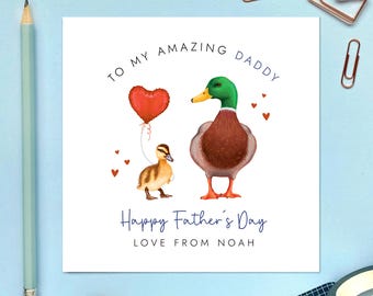 Carte personnalisée de fête des pères de canards pour papa, papa, papa, grand-père, grand-père, grand-père, grand-père, papa, grand-père, papa, de bébé enfant garçon fille