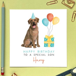 Personalised Chocolate Labrador Dog Birthday Card |  For Him, Dad, Son, Grandson, Nephew, Husband, Brother in Law, Boyfriend, Brown Lab