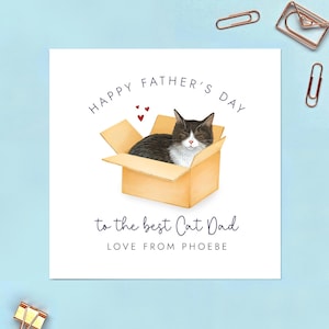 Carte de fête des pères chat personnalisée pour papa chat, du chat, nom personnalisé, personnalisé, petit ami, mari, smoking, noir, blanc, tigré, gingembre