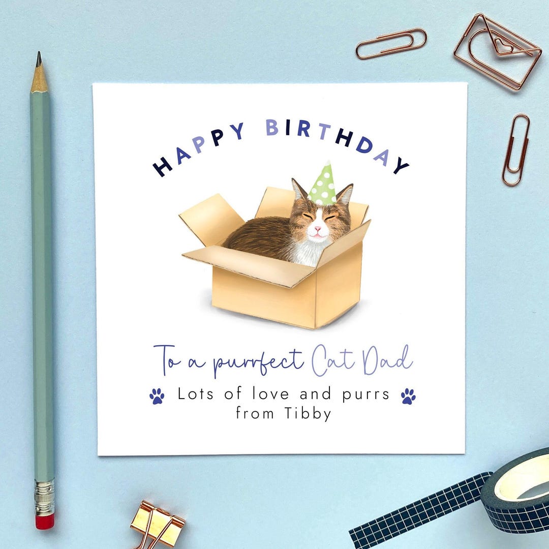 Personalised Tabby Cat Birthday Card | From the Cat | for Cat Dad, Cat ...