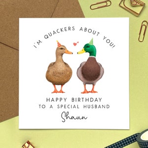 Personalised Duck Couple Birthday Card For Husband, Wife, Partner, Fiancé, Fiancée, Boyfriend, Girlfriend Gay, Unisex Him, Her Male & Female