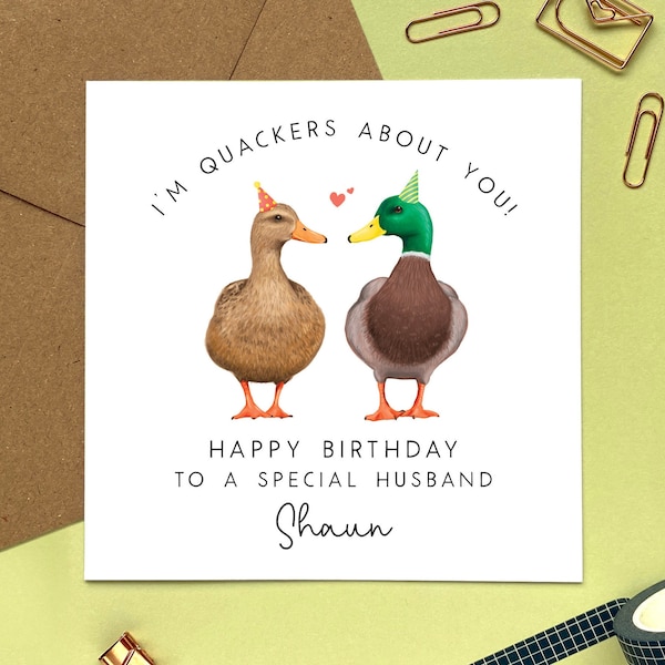 Personalised Duck Couple Birthday Card | For Husband, Wife, Partner, Fiancé, Fiancée, Boyfriend, Girlfriend | Gay, Unisex | Him, Her