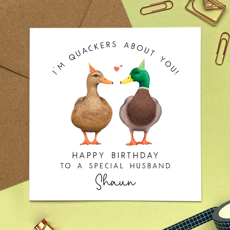 Personalised Duck Couple Birthday Card For Husband, Wife, Partner, Fiancé, Fiancée, Boyfriend, Girlfriend Gay, Unisex Him, Her Male & Female