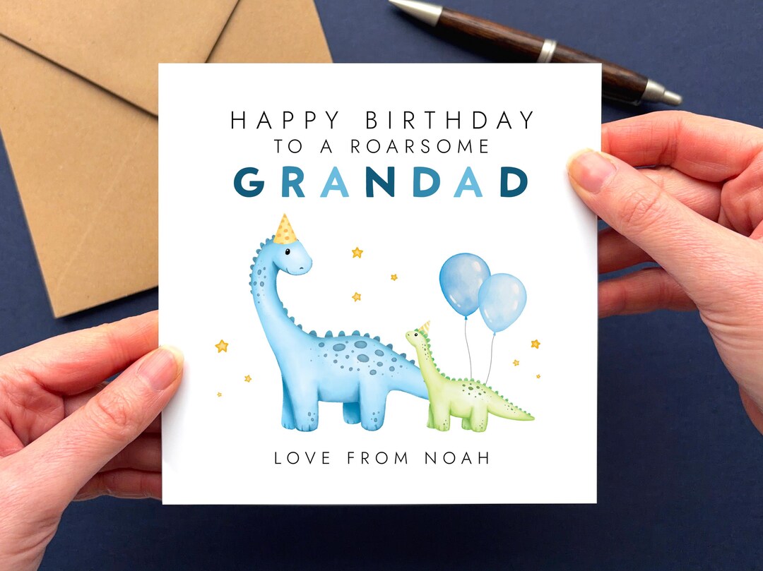 Grandadasaurus Card Personalised Dinosaur Birthday Card for Grandad | Grandpa, Grampy ...