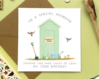 Personalised Any Age Garden Shed Birthday Card | For Him, Man, Men, Husband, Partner, Dad, Brother, Son Uncle | 40th, 50th, 60th, 70th, 80th