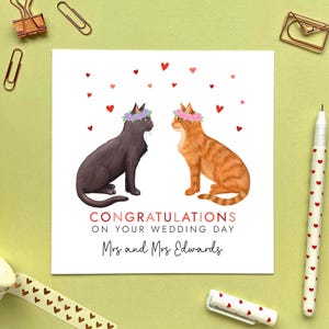 Carte de mariage personnalisée Choisissez les chats Mme et Mme | Jeunes mariés, Félicitations, Couples de même sexe, Fille et épouse, Fille et femme, Amis
