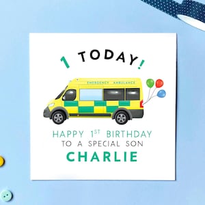 Personalisierte Karte zum 1.Geburtstag | Für Junge, Sohn, Enkel, Bruder, Neffe, Kinder, Kind, Baby, Kinder | Eins, Zuerst, 1