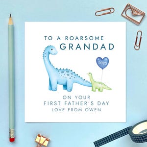 Dinosaurier 1. Vatertagskarte für Opa, ersten Vatertag, Urgroßvater, Grampy, Gramps, von Neugeborenen, Baby, Enkelkind