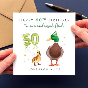 Personalised Ducks 50th Birthday Card for Dad | Daddy 50th Birthday Card, 50th Birthday Card from Children