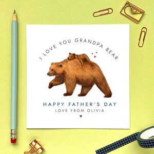 Carte de fête des pères ours pour grand-père, grand-père, grand-père, grand-père, Taid, Tadcu, Bampa, Pops, papa, papa, papa, personnalisée, pour enfant, bébé
