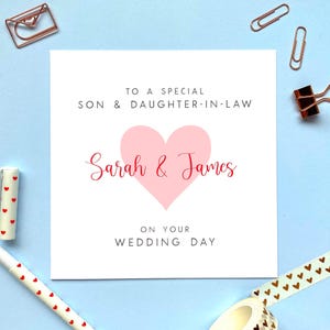 personnalisée le jour de votre mariage | Félicitations, juste marié, couple spécial, pour le fils et la belle-fille, amis, nièce, neveu
