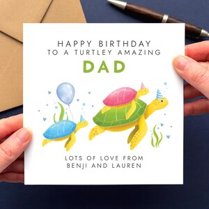 Personalised Turtles Birthday Card for Daddy | Dad, Dada, Papa, Pops, Grandad, Grandpa | Bday Card for Dad from Children 2 Children Blue Pink