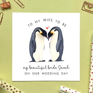 Pingouins personnalisés le jour de notre mariage | Future épouse, futur mari, mariée, marié, jeune marié, fiancé, fiancée, partenaire