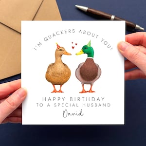 Personalised Ducks Birthday Card for Husband | Hubby Birthday Card | Any Age