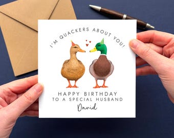 Personalised Ducks Birthday Card for Husband | Hubby Birthday Card | Any Age
