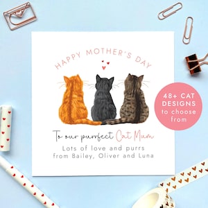 Carte personnalisée pour la fête des mères Choisissez le chat | De la part des chats, pour chat : maman, maman, amie, femme, petite amie | 2, 3, 4 ou 5 chats / chatons