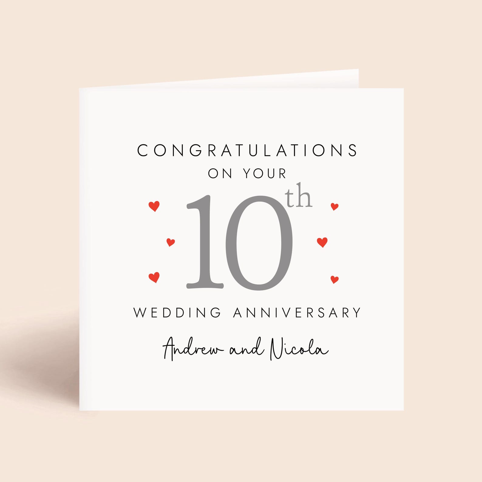 Personalised 10th Wedding Anniversary Card for Couple | Tin Anniversary ...