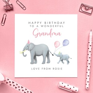 d'anniversaire personnalisée éléphant pour grand-mère | Grand-mère, grand-mère, grand-mère, grand-mère, arrière grand-mère, du petit-enfant, 50e 60e 70e 80e