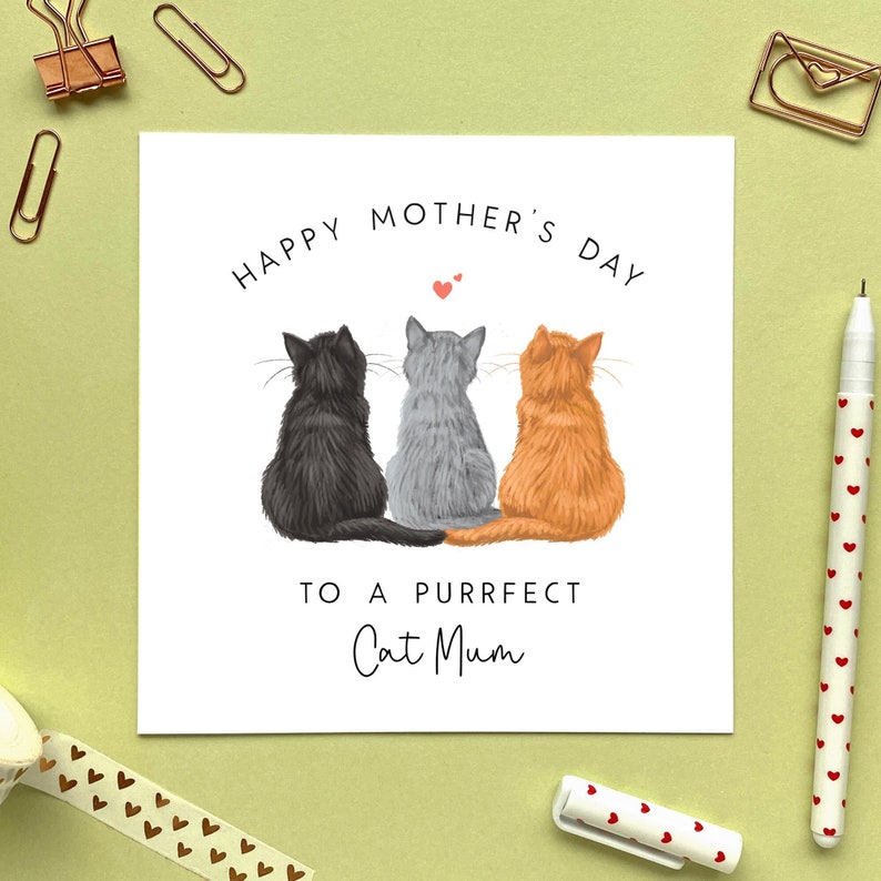 Personalised Choose the Cats Mother's Day Card From the Cats, For Cat Mum, Mom, Mam, Mummy, Mommy Three Cats image 1