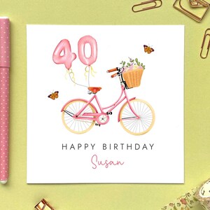 Carte d'anniversaire vélo personnalisée pour elle | Féminin, dame, ami, femme, fille, maman, belle-fille, soeur, tante, grand-mère, nièce, n'importe quel âge