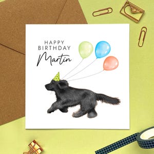 Carte d'anniversaire personnalisée de chien cocker noir | Pour lui, Garçon, Papa, Fils, Petit-fils, Neveu, Mari, Beau-frère, Petit ami, Homme