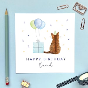 Carte d'anniversaire chat personnalisée pour lui, petit ami, mari, fils, petit-fils, neveu, homme, garçon, ami, tigré, ragdoll, smoking, noir, gingembre, gris