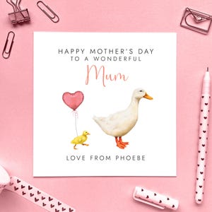 Personalisierte Enten Muttertagskarte für Mama | Mom, Mam, Mummy, Mommy, Mama, Oma, Gran, Oma, Nan, Nanny, Nana, Nanna, Urgroßmutter