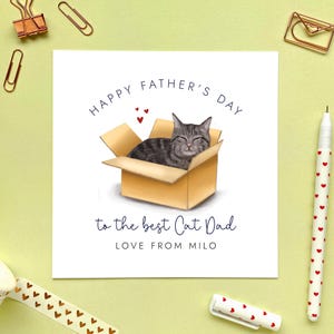 Carte de fête des pères chat personnalisée pour papa chat, du chat, nom personnalisé, personnalisé, petit ami, mari, gris, argent, tigré, marron, gingembre