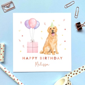 Carte d'anniversaire personnalisée pour chien Golden Retriever | Pour elle, Maman, Fille, Petite-fille, Nièce, Femme, Belle-soeur, Petite amie