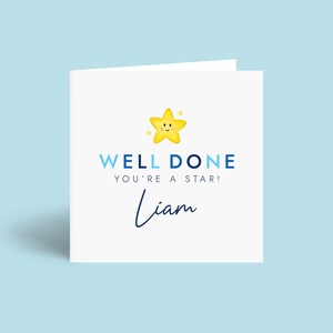 Personalised Well Done Card for Kids, You're a Star - Congratulations ...