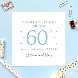 カップル向け 60 周年結婚記念日カード、パーソナライズ、ダイヤモンド、両親、お母さん、お父さん、祖父母、友人、カスタム、お祝い、特別