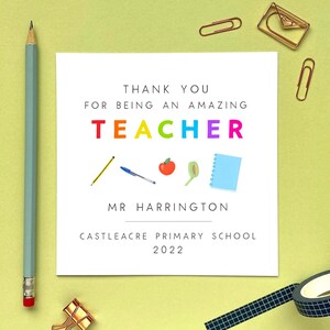carte de remerciements personnalisée pour professeur | Aide-enseignante, Proviseur, Maternelle, École primaire, École secondaire, Remerciements, Appréciation