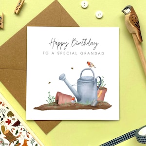Carte d'anniversaire de jardin pour grand-père, grand-père, papa, papa, grand-père, grand-père, bampa, taid, grand-père, jardinage, rouges-gorges, 60e 70e 80e 90e