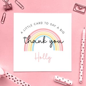 Regenbogen Dankeskarte für Sie, Freundin, Lehrer, Brautjungfer, Schwester, Mama, Kinder, Kinder, Nachbar, Krankenschwester, Krankenhaus, Hochzeit, personalisiert