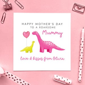 Personalisierte Dinosaurier Muttertagskarte für Mama | Mommy, Mama, Mammy, Mum, Mom, Von Baby, Kind, Oma, Gran, Nanny, Nana, Oma, Nan